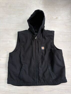 Carhartt Men’s Size 2XL Relaxed Fit Washed Duck Canvas Drawstring Hood Vest